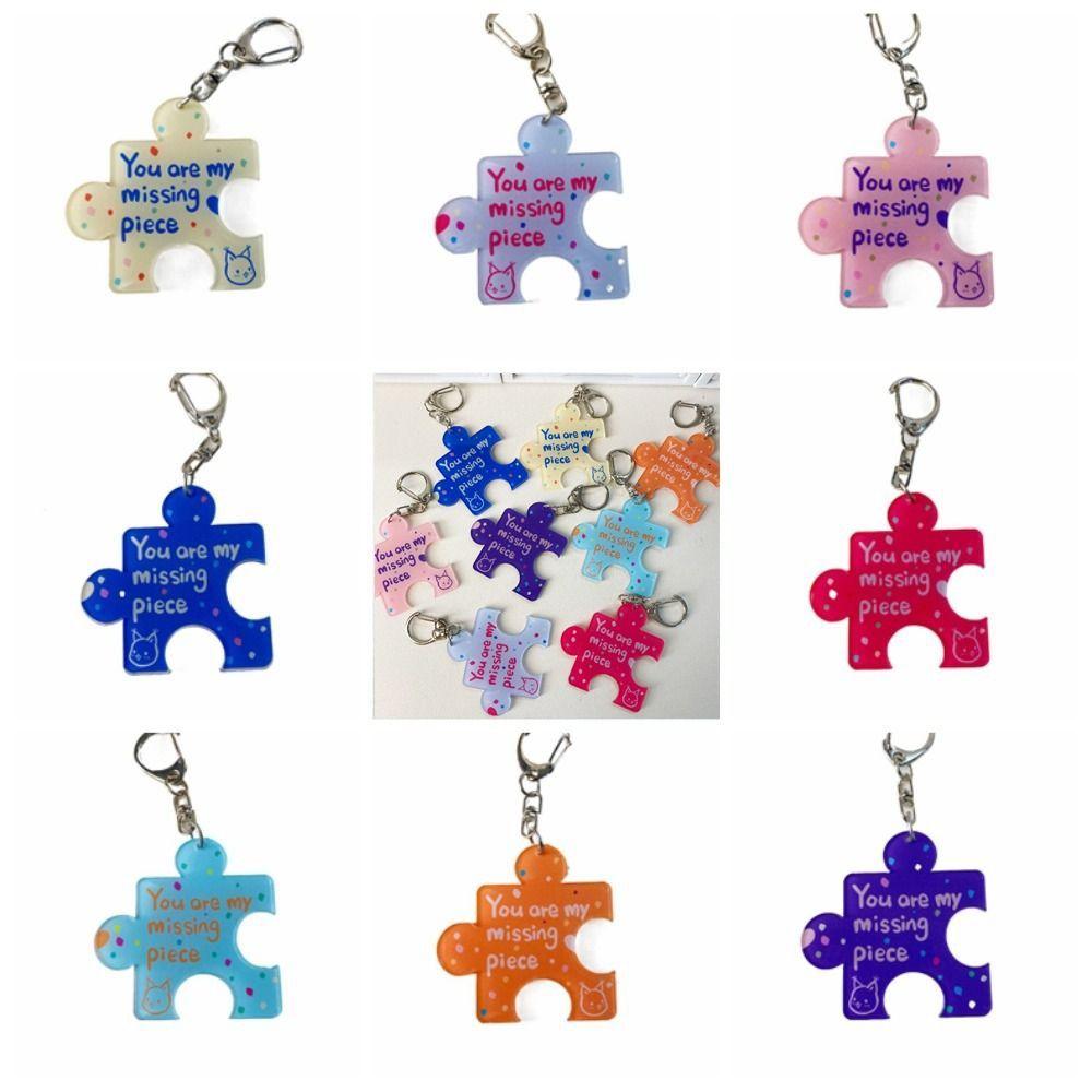 Multicolour Acrylic Puzzle Text Keychain Korean Style Accessories Versatile Daily