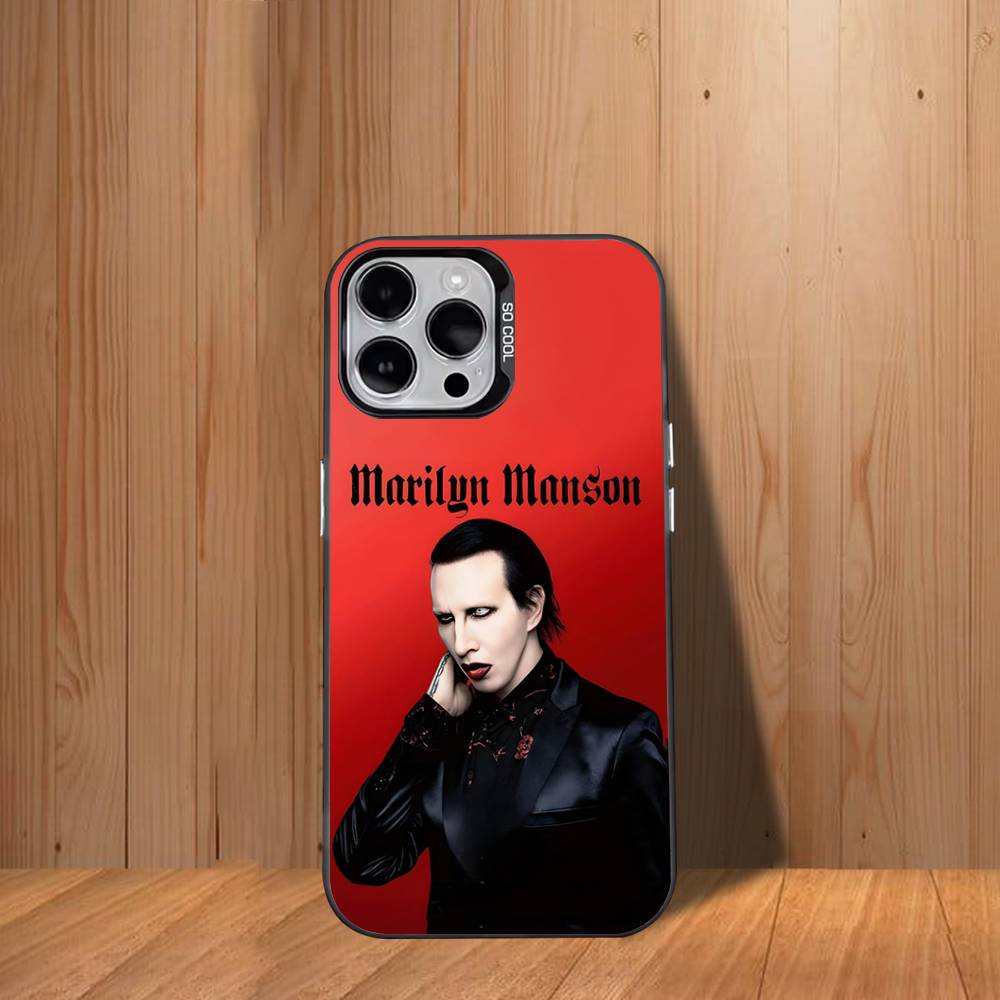 M-Marilyn M-Manson Singer Phone Case For iPhone 17,16,15,14,13,12,11,Mini,Pro,SE,MAX White Matte Shockproof Cover