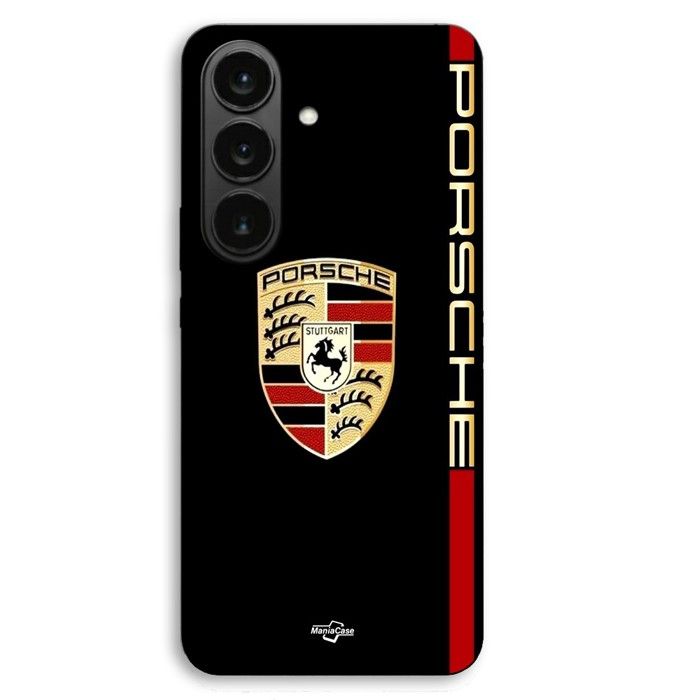 Чехол для телефона - MANIACASE - Samsung Galaxy S26 - Силикон TPU - Красно-золотой логотип PORSCHE - Гибкий
