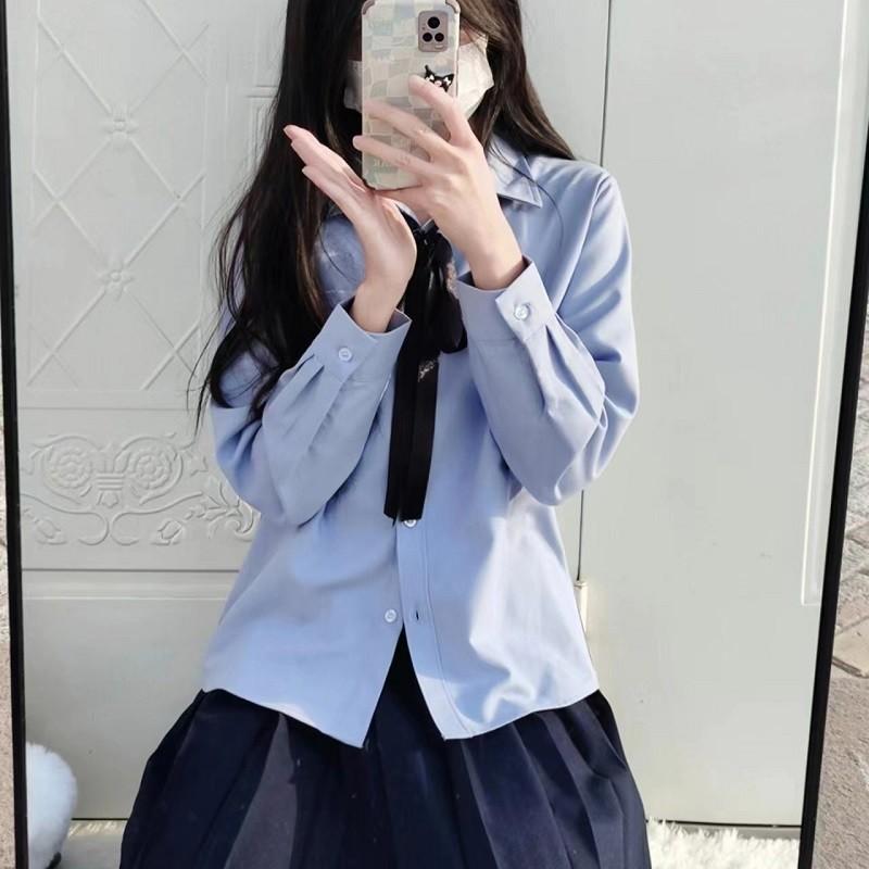 Girl Long Sleeve Solid Color Shirt With Pleated Design For Casual Wear