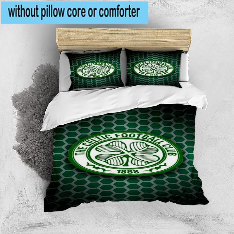 3pcs Celtic Football Club Crest Printed Bedding Set Duvet Cover Closure Includes 1 Duvet Cover & 2 Pillowcases Bedding Sets Home Decor Gifts