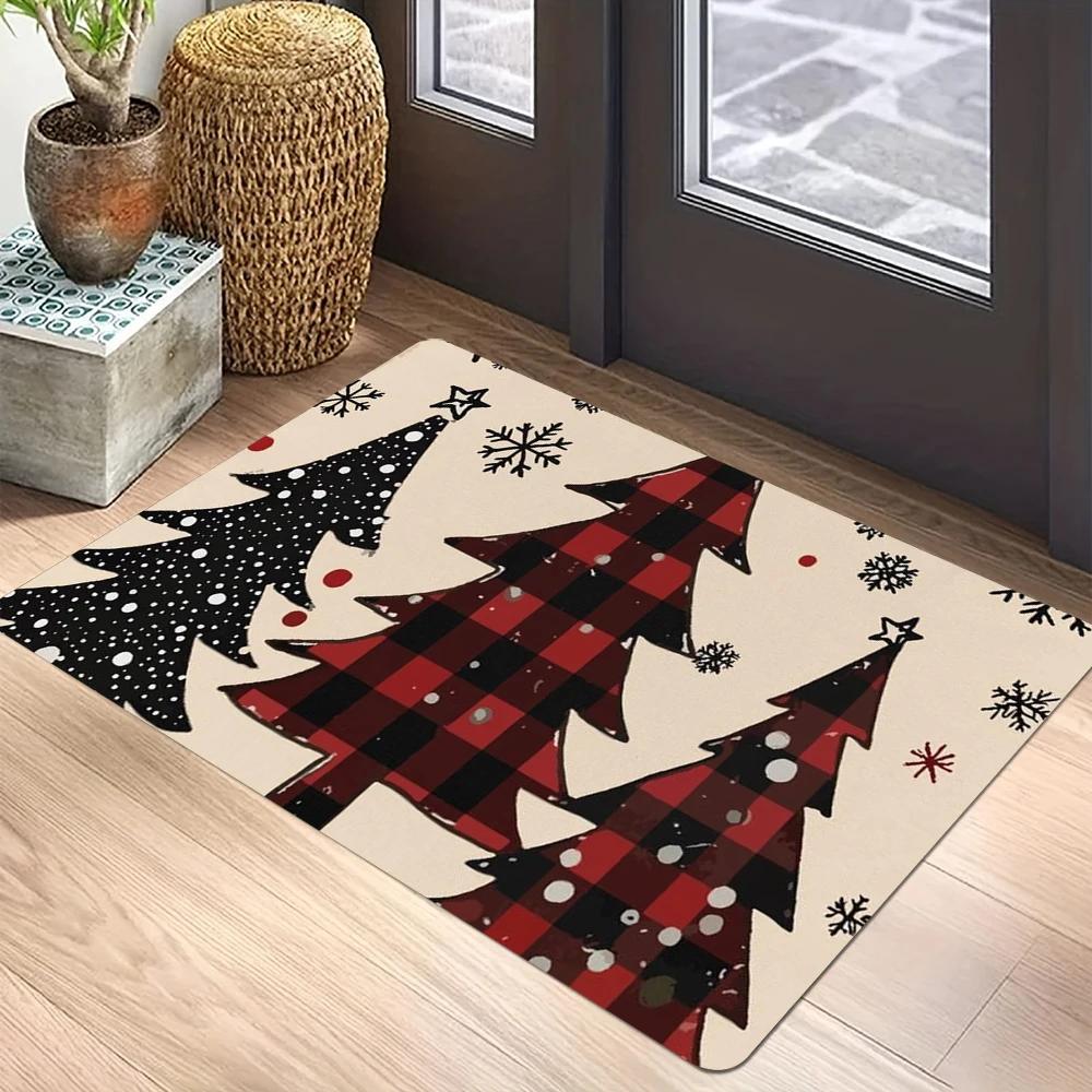 Winter Christmas Doormat Non-Slip Entrance Doormat Home Decor Carpet for Living Room Rugs Bathroom Floor Rug