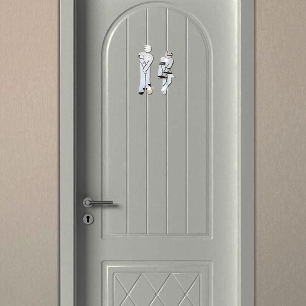 Decoration Washroom Poster Woman & Man 3D Wall Stickers Mirror Surface Decal Toilet Entrance Sign