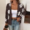 Women's New Autum And Winter Flower Pattern Button Front Cardigan Sweater Coat