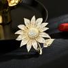 Women's Light Luxury Design Geometric Sunflower Zircon Brooch Fashionable And Versatile Niche Design Brooch