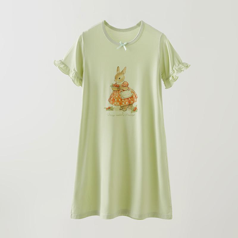 Летняя мультяшная ночная рубашка для девочек - Дышащая пижама свободного кроя для малышек