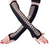 Women's Medium Long Flat Finger Hollowed Out Cross Mesh Stretch Gloves European and American Retro Party Costume Trend Accessory