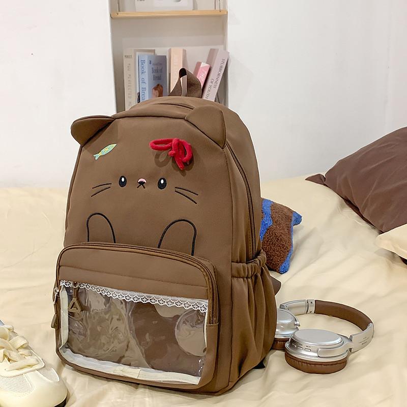 Bow Cute Cartoon Backpack For Teens With Nylon Material For Daily Use