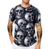 Skull 3D Digital Printed Men's Trendy Versatile T-shirt Large Summer Breathable Comfortable Top T-shirt