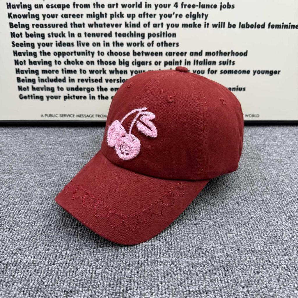Sweet sister exclusive love car line baseball cap cherry embroidery soft top versatile daily travel sun protection cap