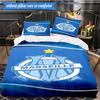 3PCS Olympique Football Crest Printed Soft Bedding Set,Including 1pc Duvet Cover And 2pcs Pillowcases Perfect for Bedroom, Dormitory, Fan gift
