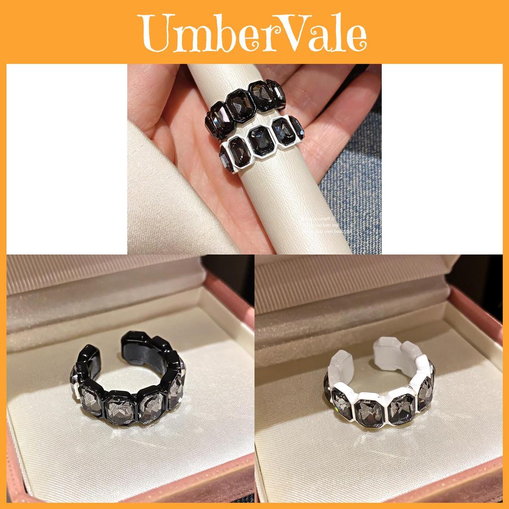 Modern Hexagon Geometric Alloy Ring With Embellished Rhinestones For Women Casual Wear