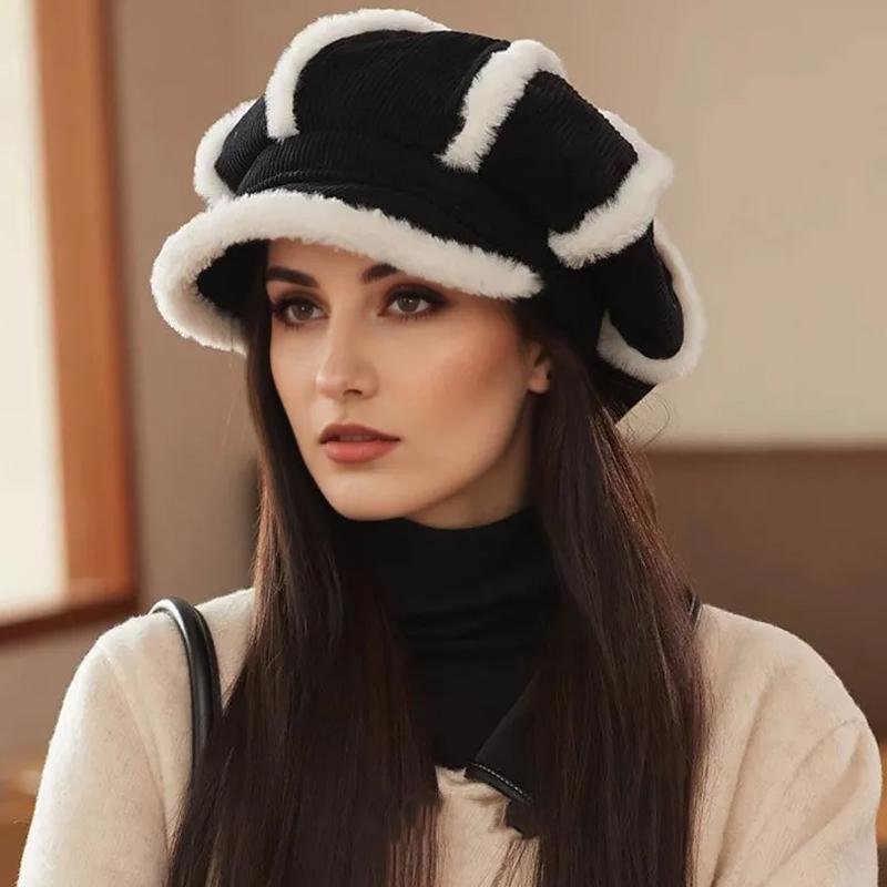 1 шт. Подкладка из плюша Подарочный вельветовый материал Универсальный берет Изысканный утолщенный дизайн Теплые аксессуары Элегантный 56-58 см