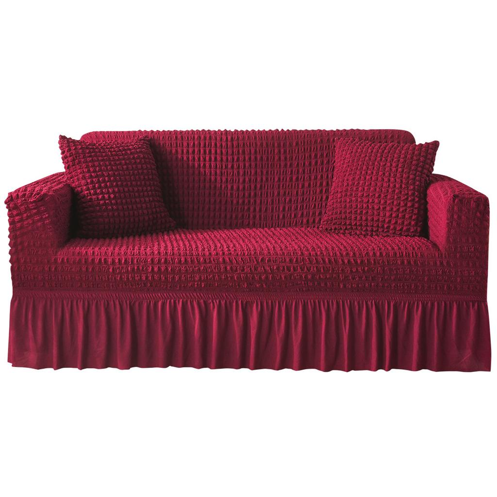 Seersucker Fabric Sofa Cover All Inclusive Lace Thickened Non Slip Dustproof Sofa Cover for Four Seasons