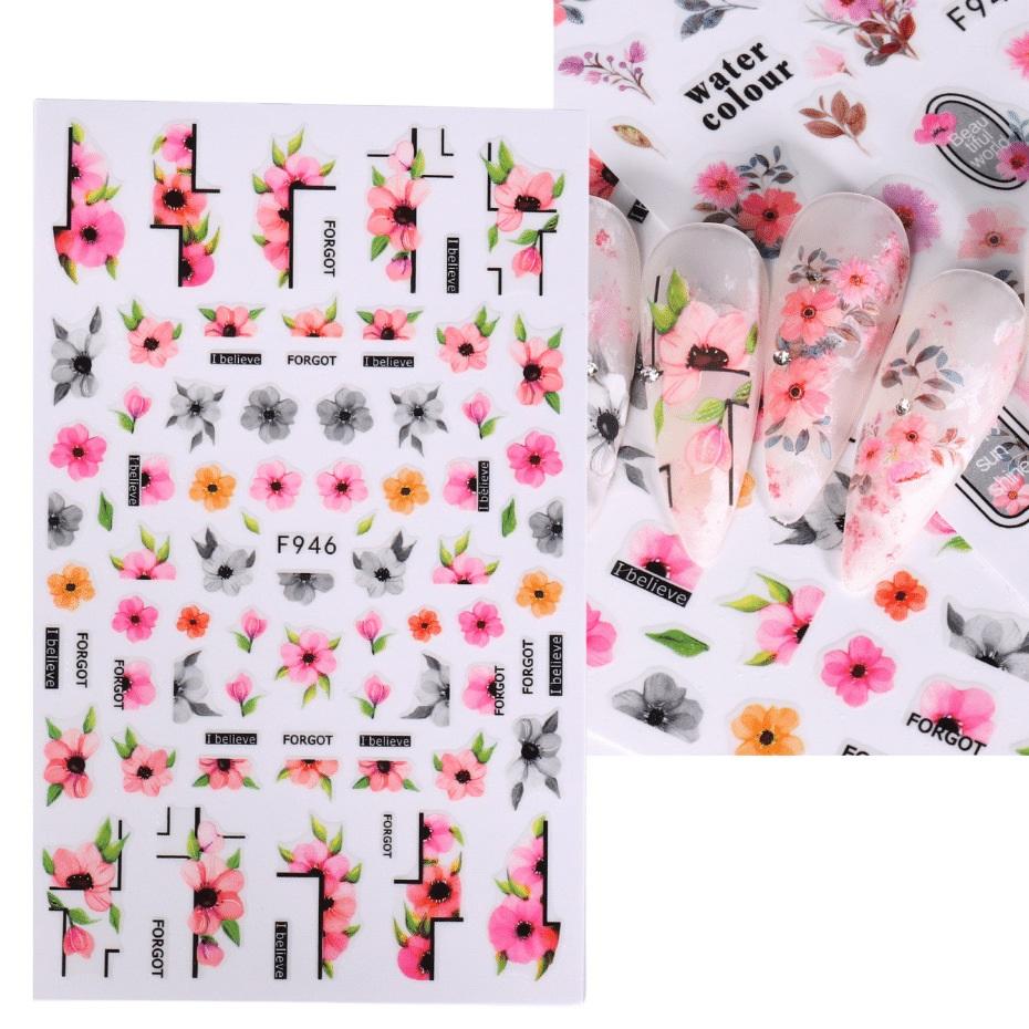 Nail Sticker 3D Liner Dark Butterfly Skull Flower Transfer Beautiful Decals Decoration Nail Art Accessories DIY Design