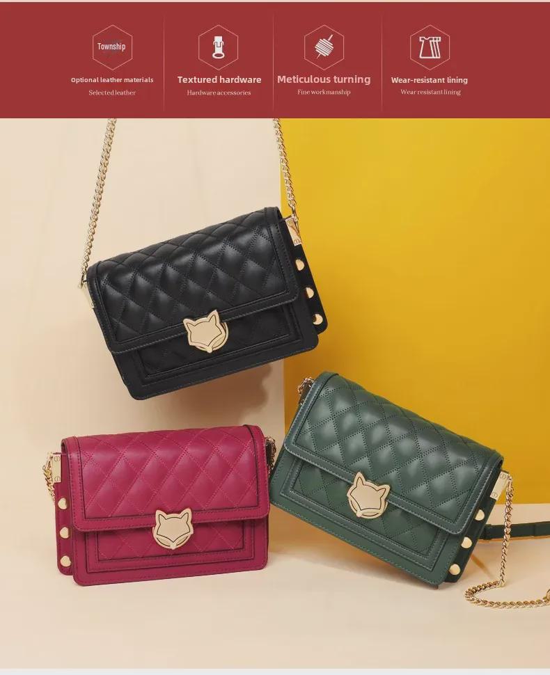 2024 Новая Мода Женская Сумка Кроссбоди с Цепочкой и Черными Бриллиантами - Продвинутый Стиль для Поездок