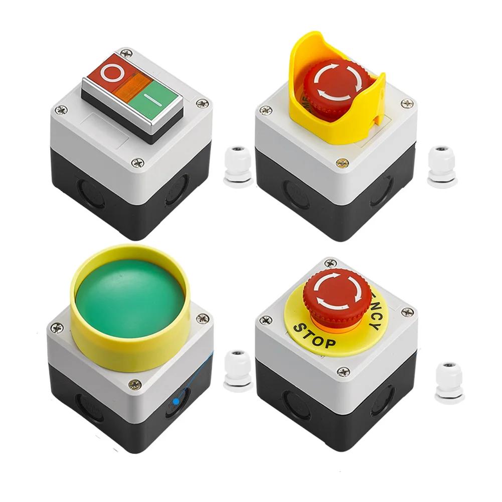 1pc Push Button Switch Self-reset/self-locking 440V 10A Control Box With Button 22mm Push Button Switch Power Tools Spare Parts