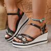 Fashion 2025 New Shoes Female Buckle Strap Women's Sandals Fashion String Bead Casual Summer Open Toe Plus Size Wedge Sandals Zapatos