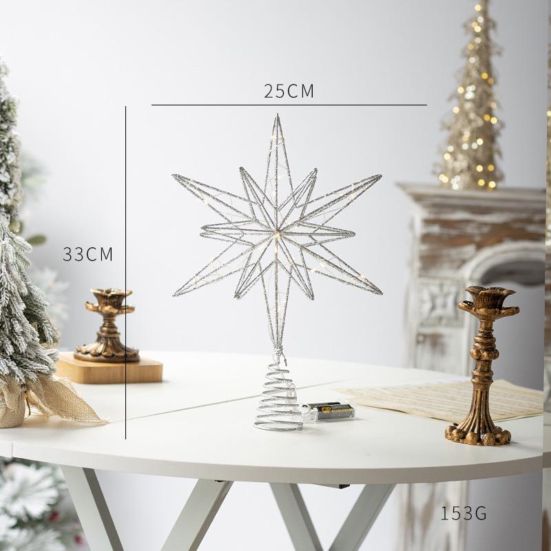 Wrought Iron Five-Pointed Star Christmas Tree Topper and Decoration Pendant