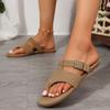 2024 Summer High Quality Women's Shoes Fashion Flip-Toe Solid Color Women's Slippers Buckle Flat Bottom Roman Beach Shoes