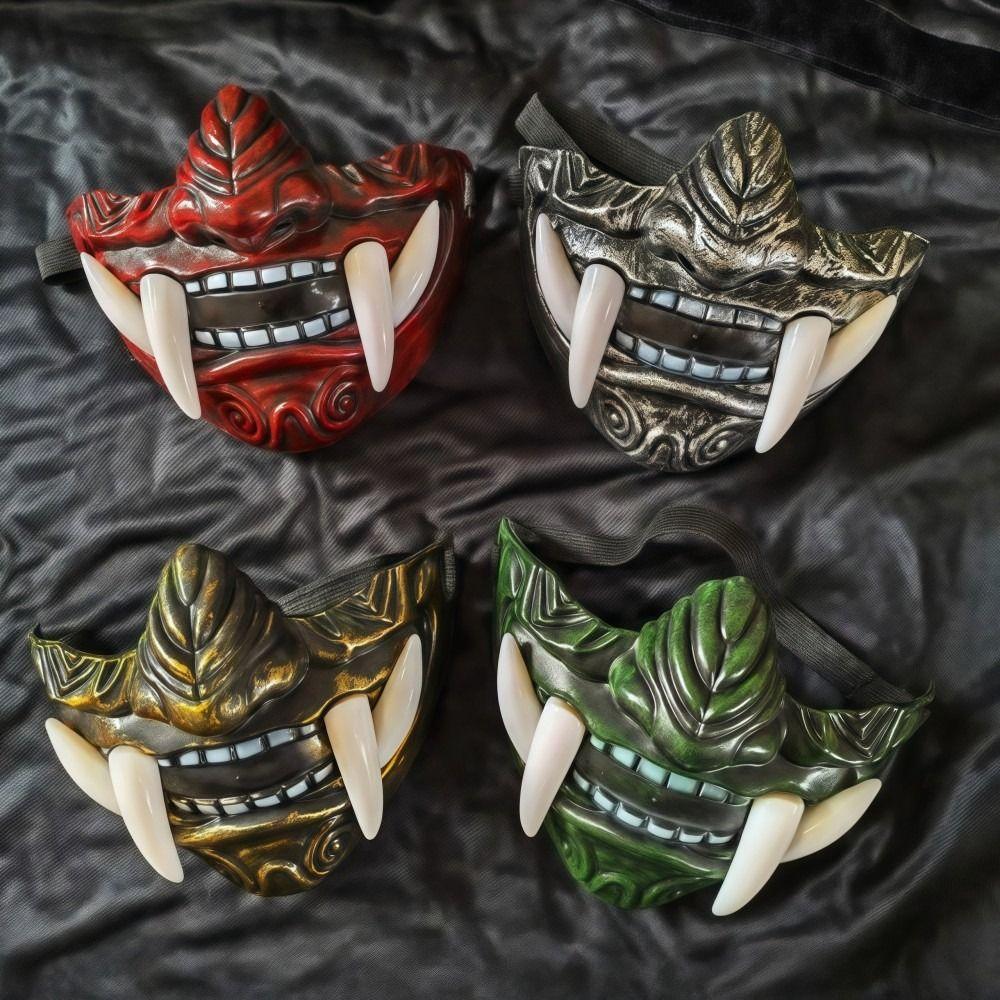 Realistic 3D Japanese Samurai Mask Lightweight Fang Mask  Clothing Accessories