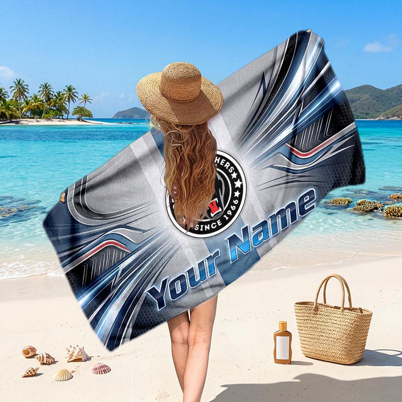 Penrith Panthers Customized Name Text Beach Towel, Soft Absorbent Towel Beach Pool Travel Personal Gift