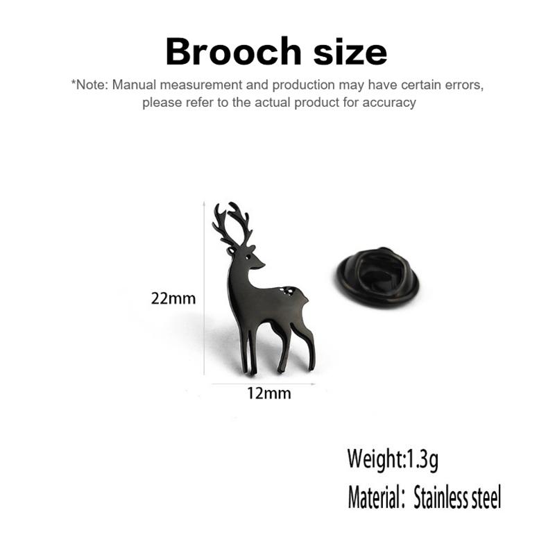Classic Sika Deer Brooch for Men Stainless Steel Collar Pin for Everyday Use