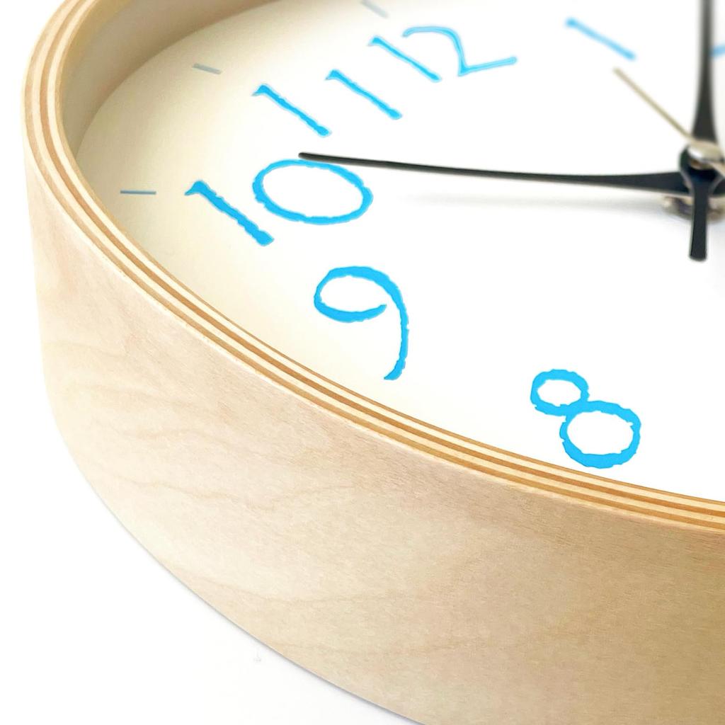 KATOMOKU plywood clock 20 Light Blue Wall Clock with Continuous Second Diameter Hand, km-119LBRCS, 25.2cm (SKP Radio-Controlled Clock)