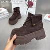 Ботильоны на платформе для женщин, замшевые туфли на шнуровке, высокие каблуки, женские, тренд 2025 года, зимние теплые повседневные кроссовки Mujer Zapatos