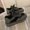 Foreign Trade Rhinestone Fashion Single Shoes Women's 2025 Spring and Autumn New Lace-up Platform Fashion Board Shoes Foreign Trade Shoes