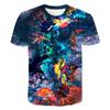Summer for Men Personality Casual Printed Round Neck Short Sleeve Fashion Colorful Pigment Graffiti Graphic T Shirts Tees