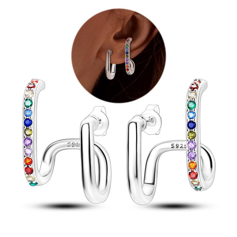 Серьги-гвоздики из натурального серебра S925 с перьями любви, оригинальные подвески-кольца для женщин и девочек, серьги-гвоздики, ювелирные изделия, подарки