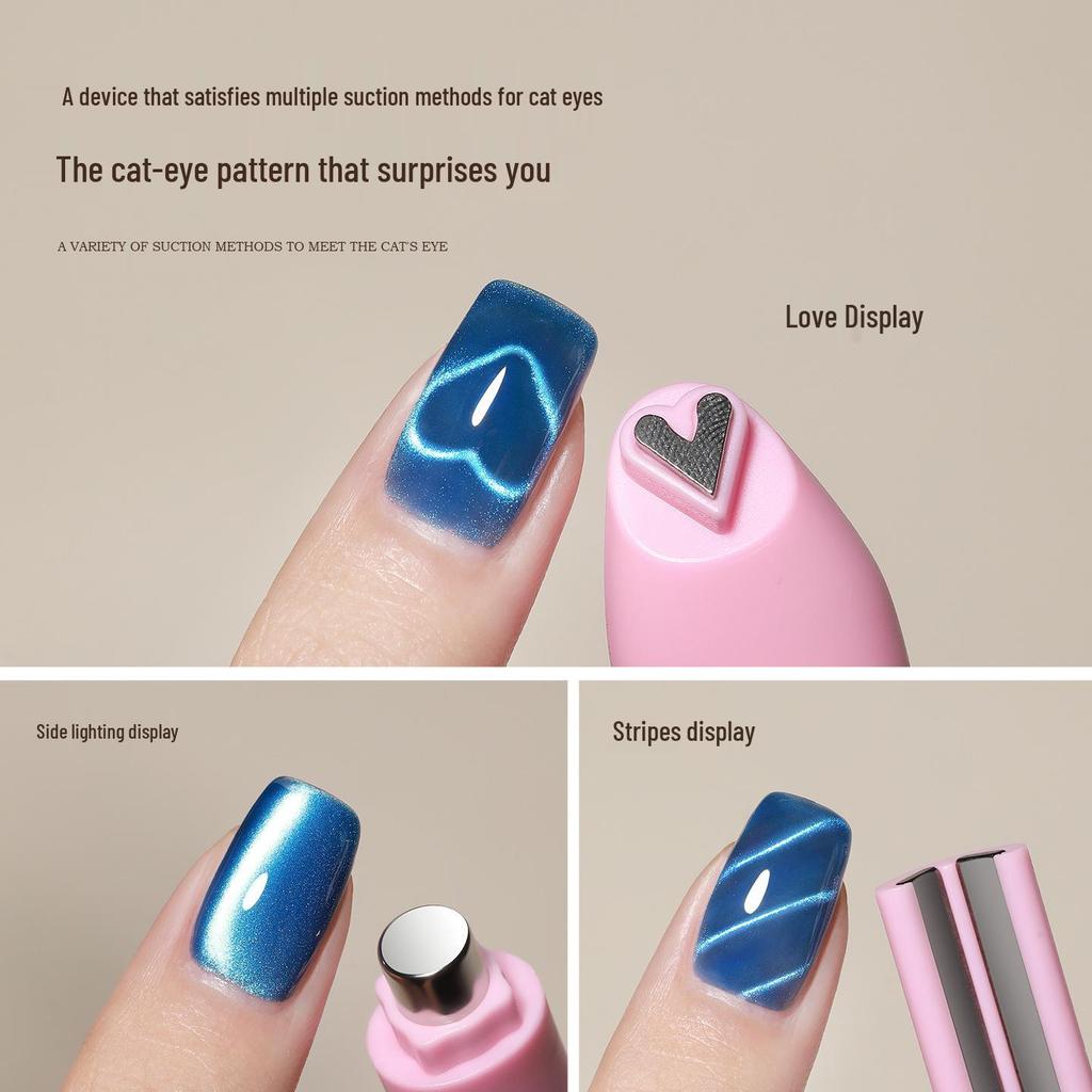 Heart-Shaped Cat's Eye Magnetic Beads with Snake Pattern - Detachable Multi-functional Nail Salon Tool.