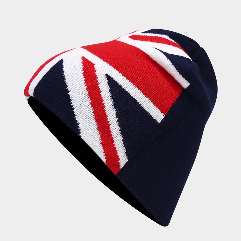 Autumn and winter new rice flag jacquard knitted hat men's and women's fashion trend street versatile hat outdoor thermal hat