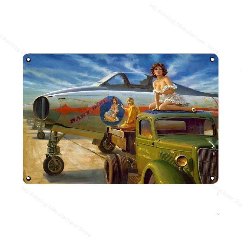 Винтажная классическая киноафиша Жестяная табличка Ретро Металлическая пластина Сексуальная красавица Живопись Настенный декор Авиационная табличка Плакат пин-ап Украшение комнаты