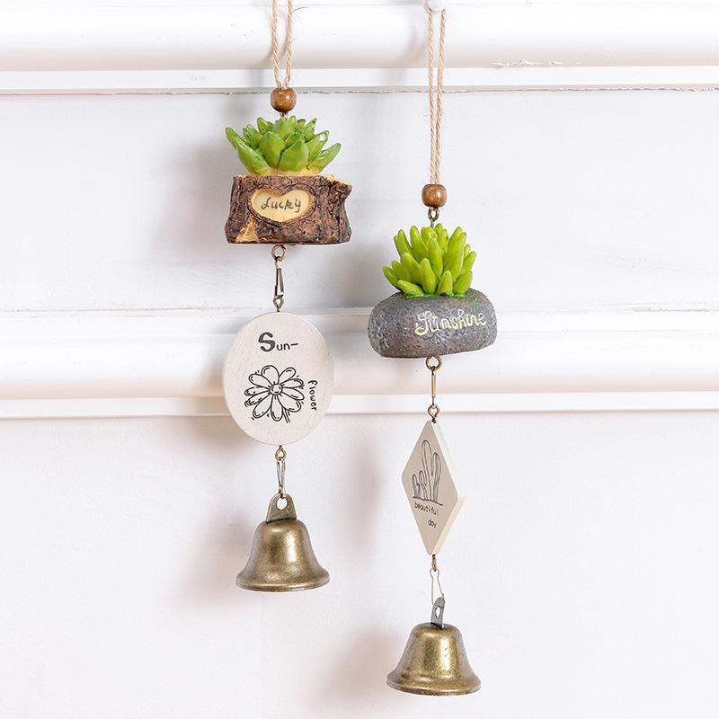 Creative Potted Plants Simulation of Pucculents Wrought Iron Metal Wind Chimes Ornaments Bells Birthday Gifts