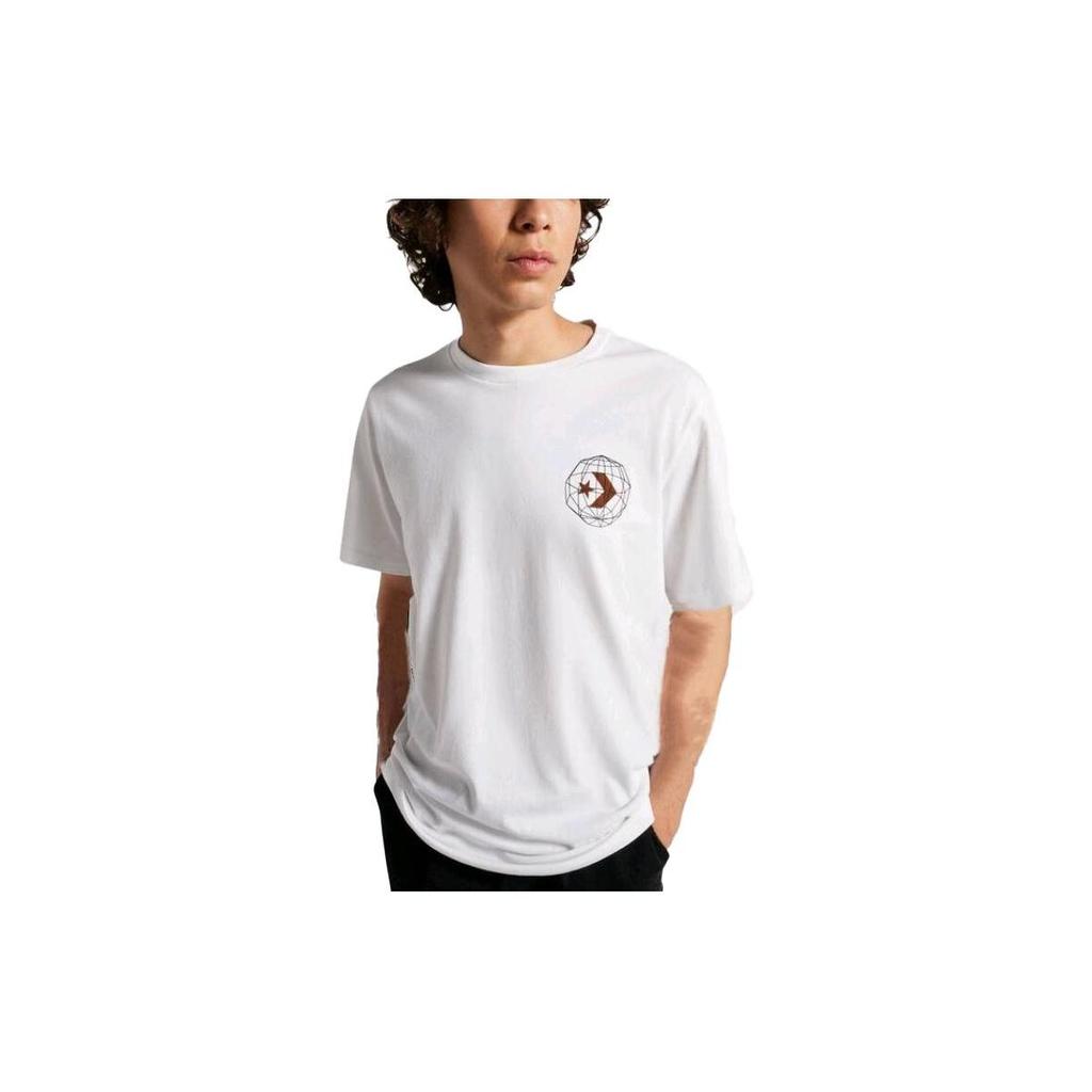 Converse T Shirts Men's White Crew Neck Moderate Straight Fit 10025624-A02