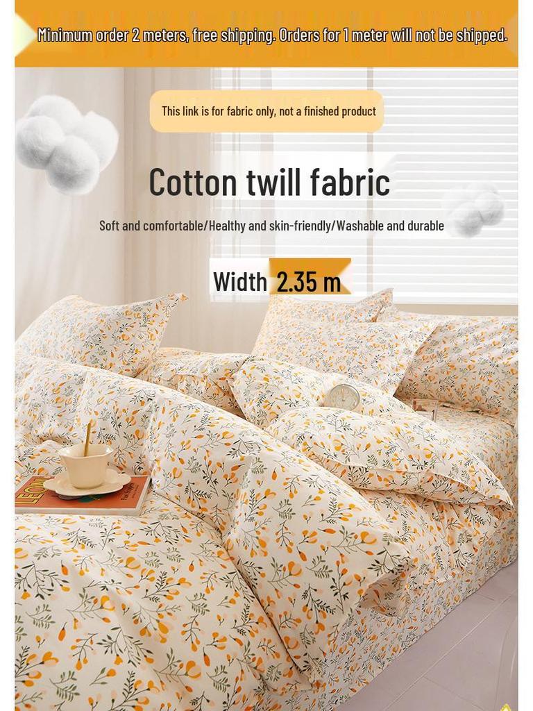 Ткань твил из чистого хлопка для простыней и пододеяльников - ширина 2,35 м, летняя распродажа