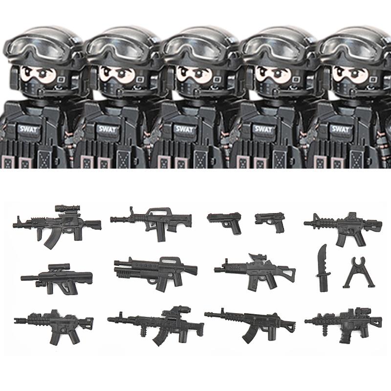 Городская полиция Китай Спецназ Конструктор Штурмовой солдат Фигурки SWAT Маска газовой защиты Военное оружие Кирпичики Игрушки Дети