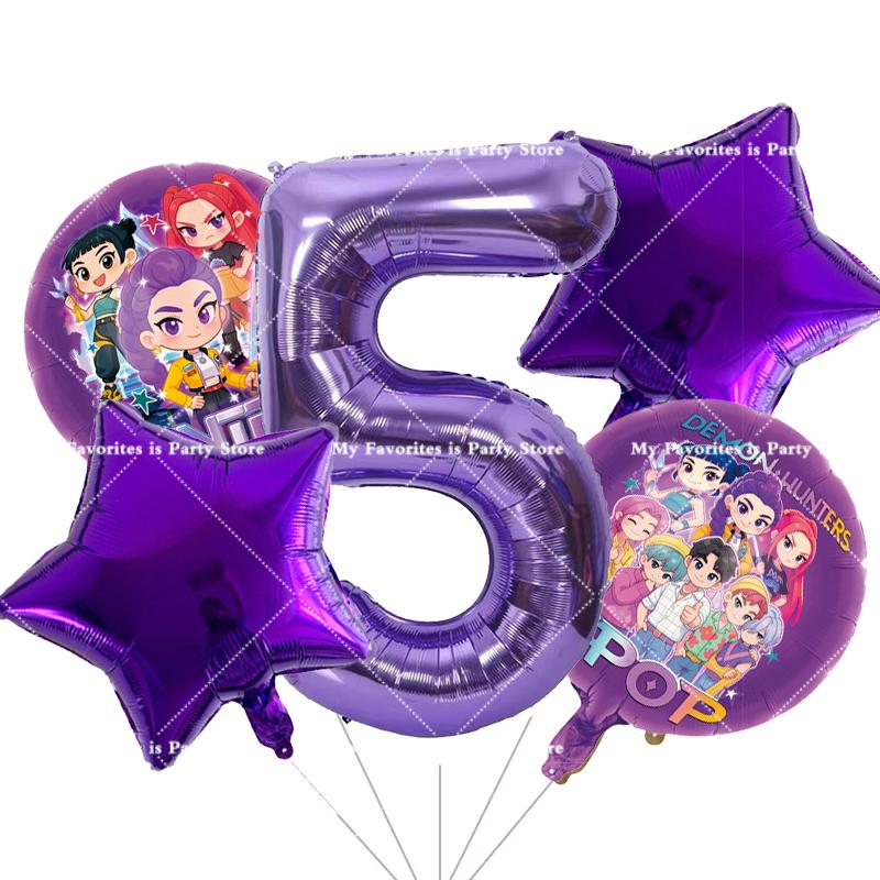 Kpop Demon Hunters Children's Birthday Party Decoration Ball Number Digit 1-10 Balloon Set Baby Shower Party Supplies Gift Toy