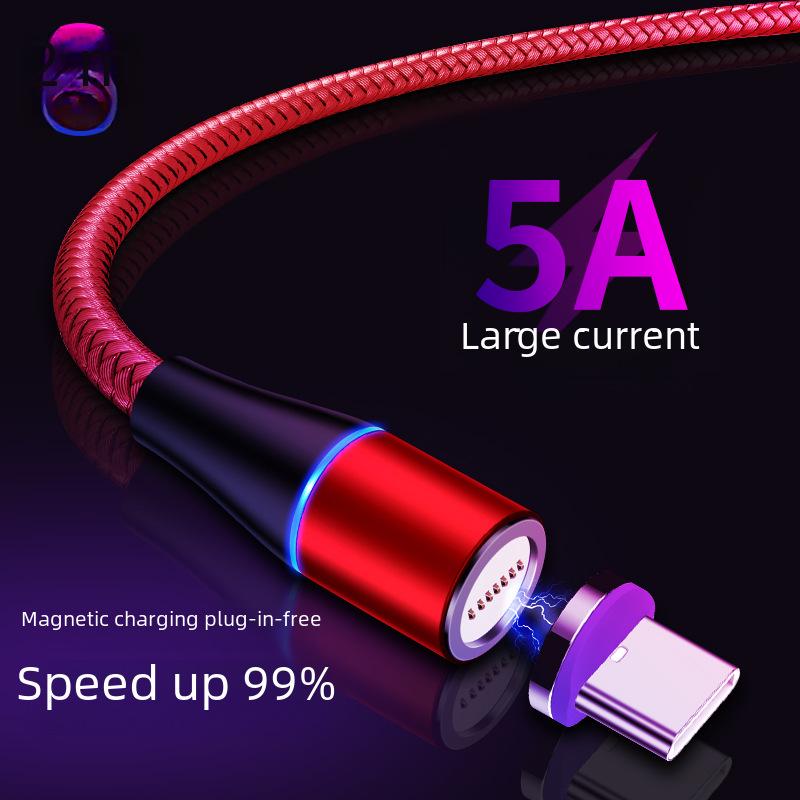 5A High-Speed Magnetic Charging Cable for Apple, Android, Type-C - 3-in-1 5V/3A