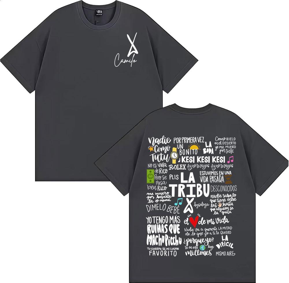 Summer Singer Camilo La Tribu Album Letter Printed Tshirt Mens Fashion Retro Gothic Tshirt High Quality 100 Cotton Tshirt