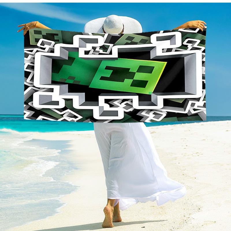 1pc Minecraft Pixel Characters Adventure beach towel,quick drying absorbent beach towel Y73049