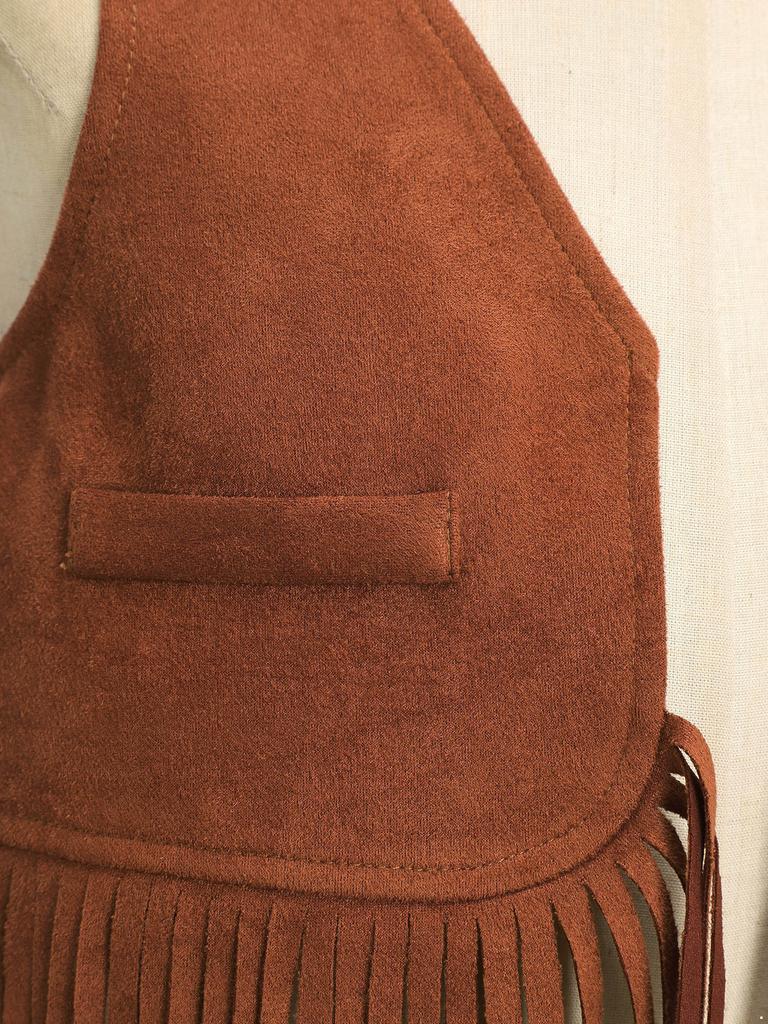 Мальчик Вестерн Ковбойский Жилет Замша Кисточки Хэллоуин Косплей Костюм Реквизит для Фотосъемки Наряд в Вестерн Стиле