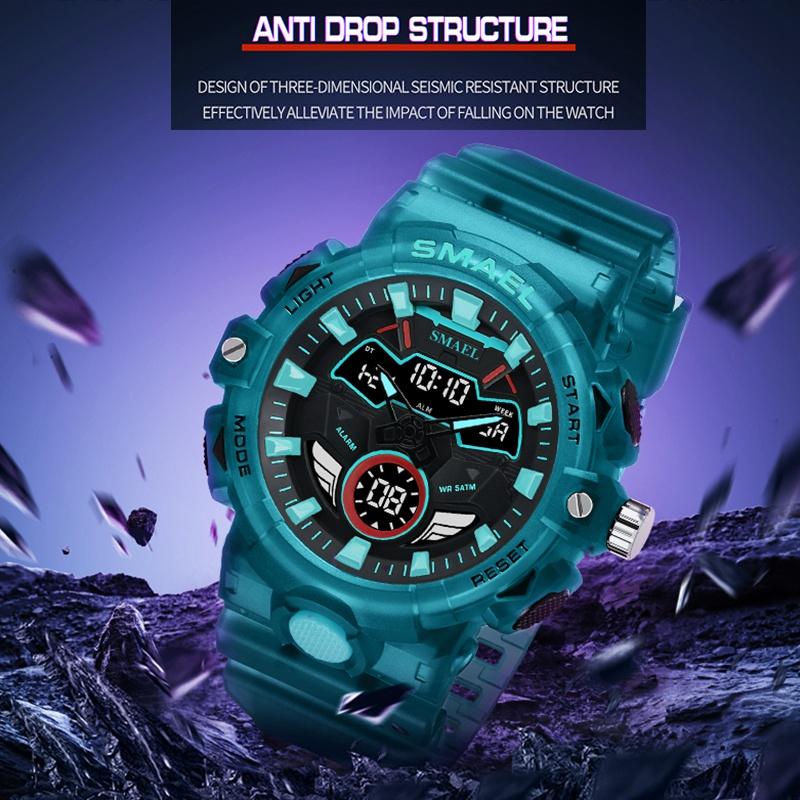 Спортивные часы SMAEL, оригинальные наручные часы, дропшиппинг, водонепроницаемые часы 50 м, 8085, кварцевые часы с будильником