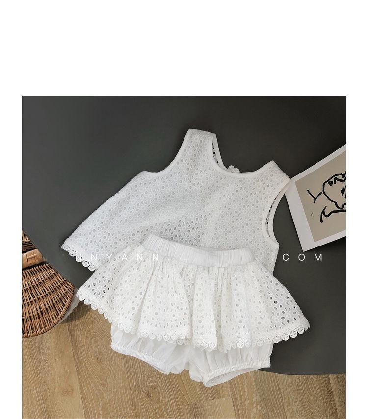 Летний комплект из хлопка для девочек: жилет с открытой спиной и шорты - комплект из 2 предметов