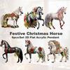 6Pcs Horse Christmas Ornament for Tree 2D Acrylic Hanging Decor Gift for Horse Lovers Elegant Holiday Keepsake Decoration