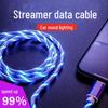 Светящийся кабель для зарядки Streamer для Apple, Android, Type-C, Huawei — красочный и светящийся для автомобиля.