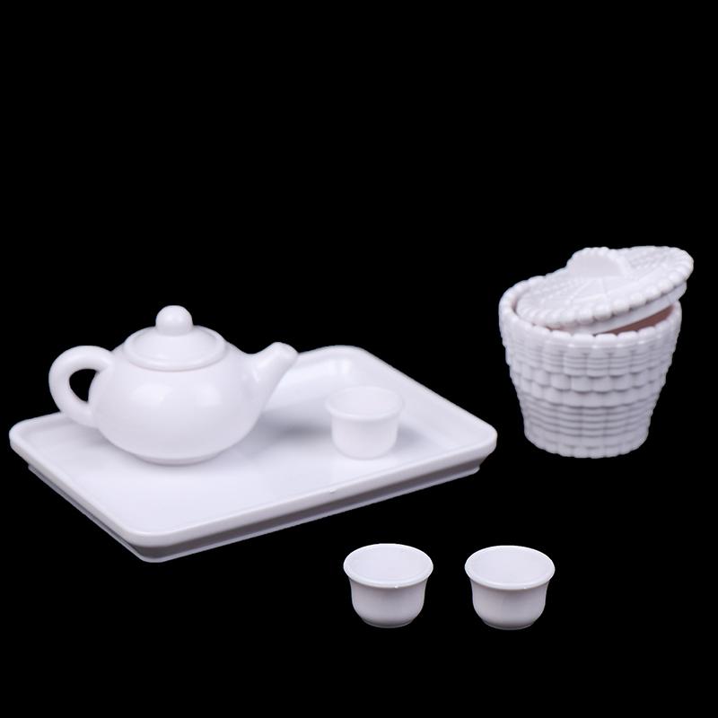 10Pcs 1: 12 Dollhouse Miniature Furniture Accessories Dining Ware Metal Tea Cup Plate Model Set For Doll House Decor Pretend Toy