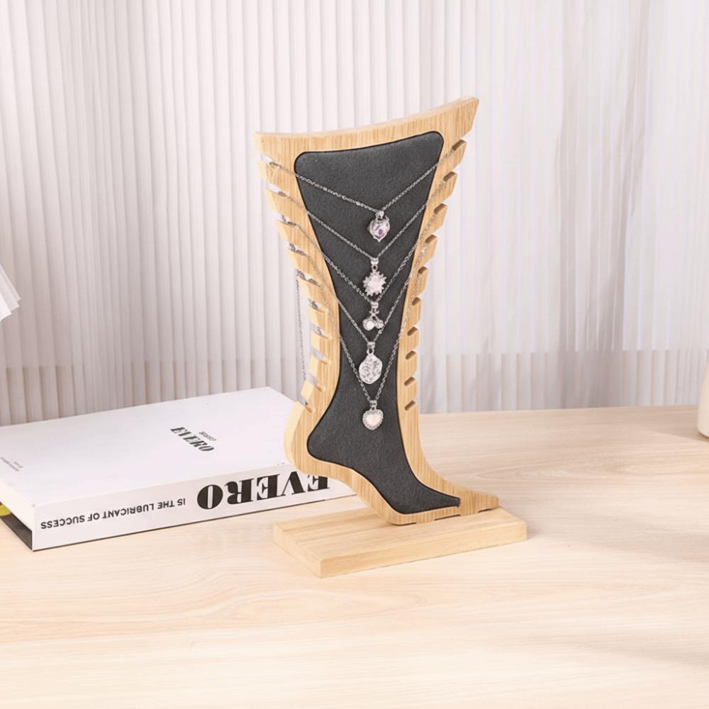 Foot Shaped Velvet Wooden Board Holder Storage Jewelry Hanging Stand Necklace Display Stand  Store